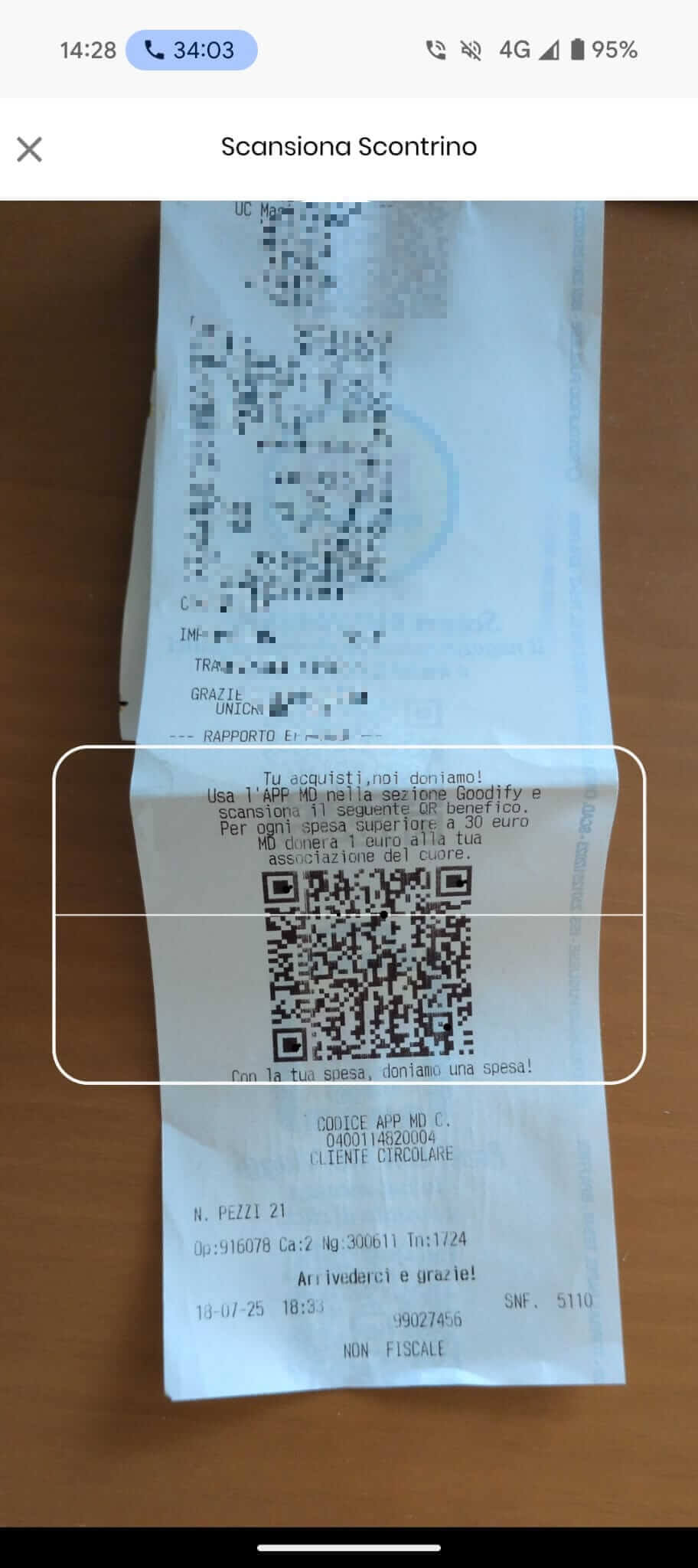 Scansiona scontrino